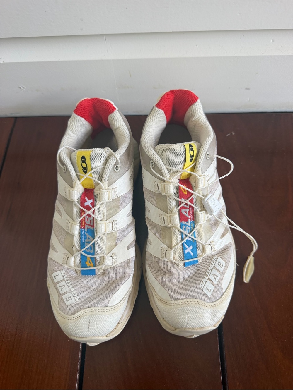 SalomonCream White Sneakers X-6 with Red and Yellow Accents WOMENS SIZE 6
